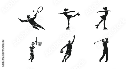 Silhouettes depicting various athletic activities and sporting events