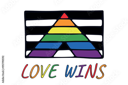 Colorful Straight ally pride flag Happy pride day LGBTQ community Pride Month Vector hand drawn doodle for posters, stickers, logo, cards