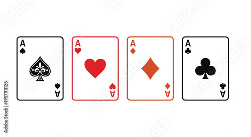 Four playing cards aces of spades hearts diamonds and clubs displayed