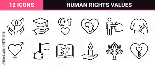 Ethical Community and Social Tolerance Minimalist Monoline Geometric Line Art for Human Rights Advocacy and Global Solidarity Branding