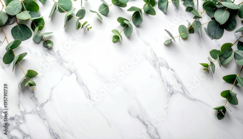 Floral border design of green leaves and ivy plants on a white paper texture background featuring a vintage nature pattern for a spring greeting card vector illustration