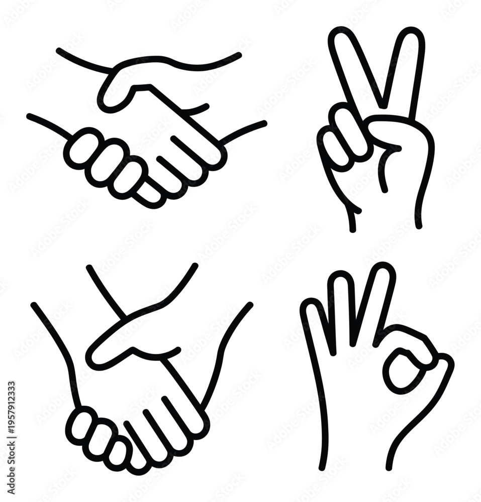 Obraz premium Hand Gestures Vector Illustration