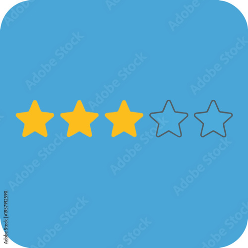 Three filled yellow stars and two empty stars against a blue background