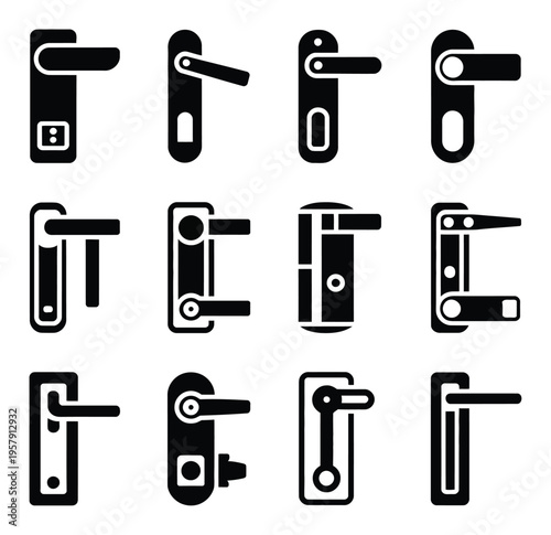 Door Handle Vector Icons Set