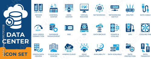 Advanced cloud computing data center and edge infrastructure vector icon se