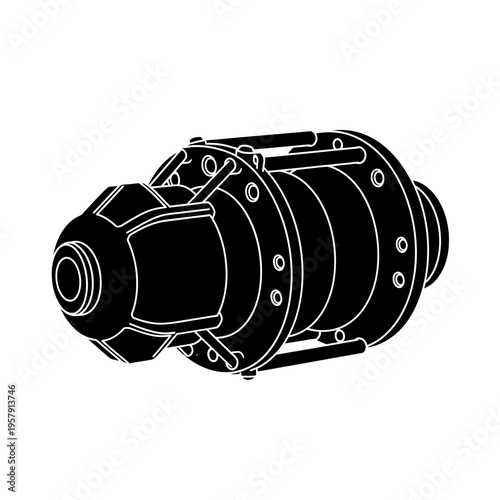 Seismic Air Gun Silhouette, Seabed Survey Tool for Deep Ocean Oil Exploration and Geophysics Operations