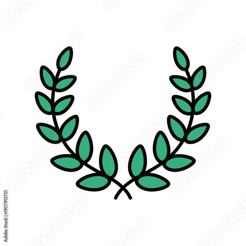 Laurel wreath in doodle style illustration for award ceremony design. Hand drawn outline laurel branches icon. Vector