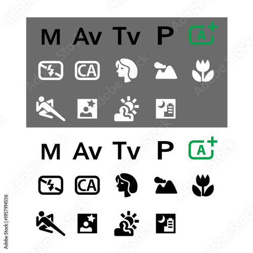 Digital camera mode dial icon symbol. Editable EPS 10 vector illustration.