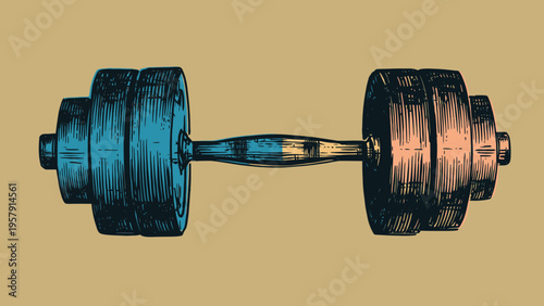 Weightlifting Barbell with Plates, Fitness and Strength Training Equipment