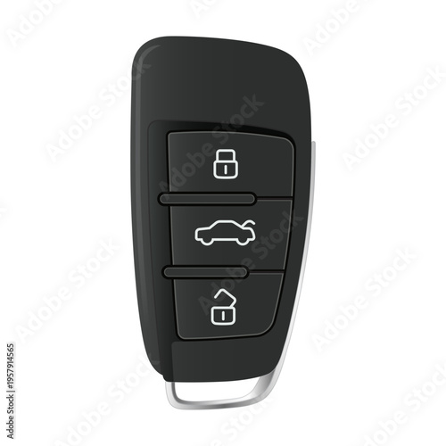 A car key fob isolated on white background. Keyless vehicle entry device. Scalable and Editable EPS 10 vector graphic illustration.
