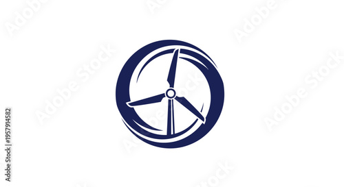 Wind Turbine Energy Icon - Sustainable Power Generation Symbol