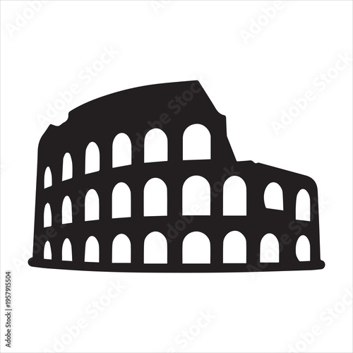 Coliseum in Rome, Italy flat icon for travel apps and websites