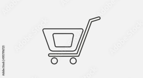 Minimalist Thin Line Shopping Cart Icon on Light Background for E-commerce UI Design