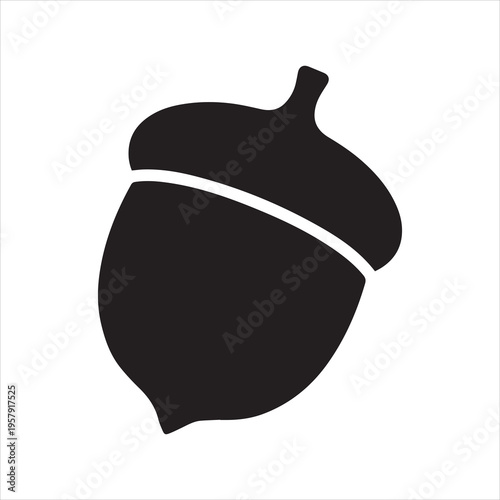 Acorn or oaknut seed flat vector icon for nature apps and websites