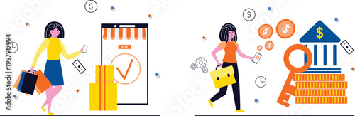 Contrast between online shopping and traditional banking services