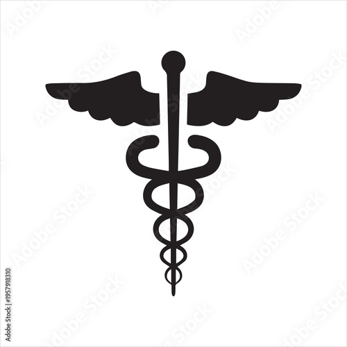 Caduceus of Hermes healthcare flat icon for medical apps and websites
