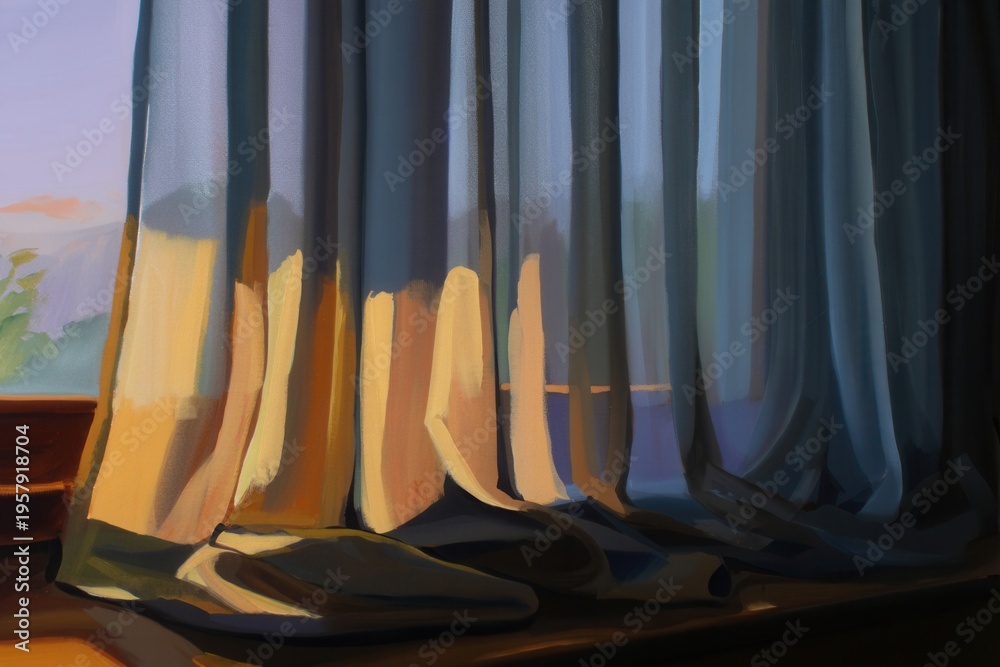 Naklejka premium Sunlight Streaming Through Curtains