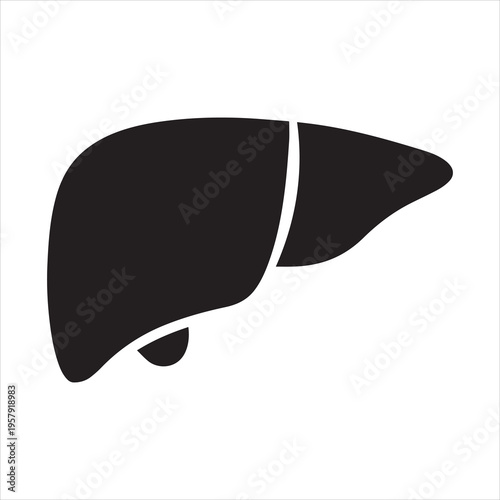 Human liver organ with gallbladder flat vector icon for medical apps and websites