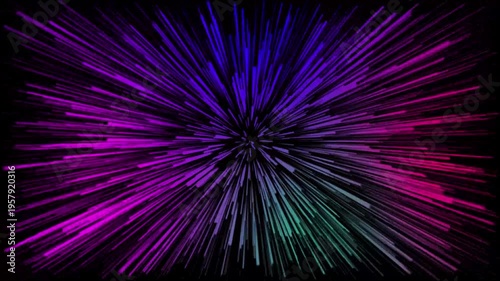 Colorfull Light Rays Animation on Dark Background