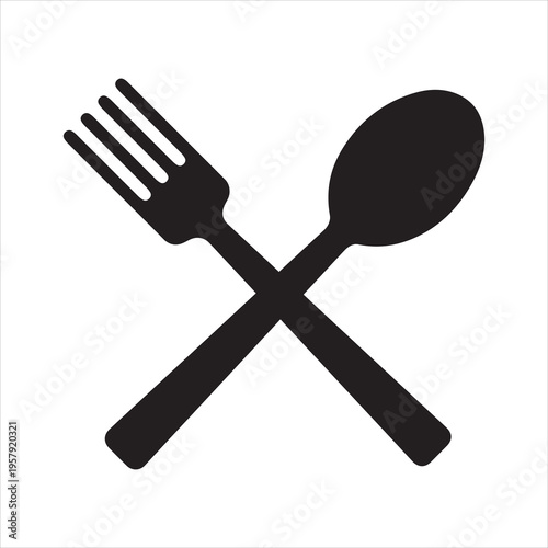 Spoon and fork for eating flat icon for apps and websites