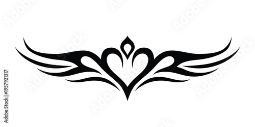 tribal tattoo for lower back, shoulder or chest. Vector frame border pattern ornament decor black on white background
