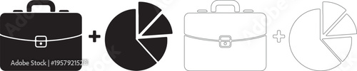 Black and white briefcase pie chart