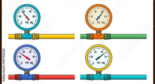 Colorful cartoon rockets on launchpads with surrounding metal structures