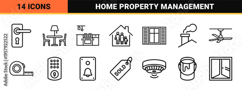 Residential Real Estate and Home Improvement Minimalist Monoline Geometric Line Art for Property Management and Architecture