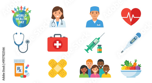 Landmine awareness and demining efforts illustrated with various icons