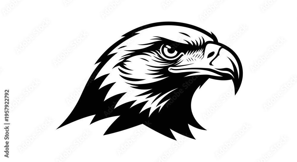 Obraz premium Modern business logo features a minimal flame logo and fire symbol with a black silhouette vector eagle head.