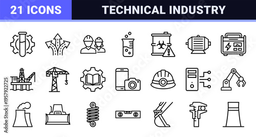 Industrial Engineering and Infrastructure Development Geometric Line Art Graphics Featuring Civil Mechanical and Electrical Systems Concepts