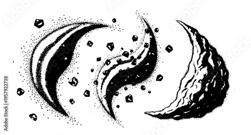 Realistic White Powder Splashes Vector – Sugar, Salt, Flour, Snow Dust Texture

