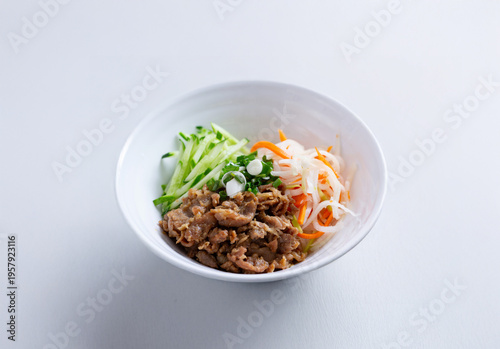  bun cha, grilled pork rice noodles and herbs