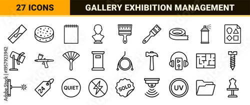 Fine Arts and Gallery Curation Geometric Line Art Symbols for Professional Creative Studio Branding and Exhibition Management Interfaces