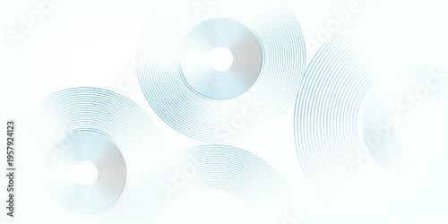 A minimalist abstract image featuring three overlapping navy blue concentric circles on a dark blue background.