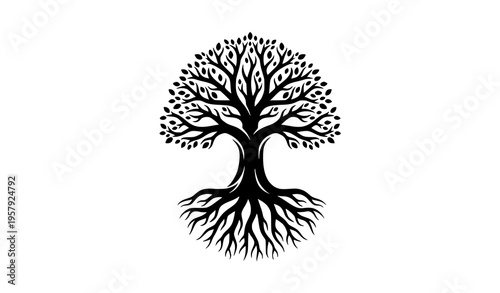 Tree of Life Roots Logo Abstract Nature Sustainability Vector Design