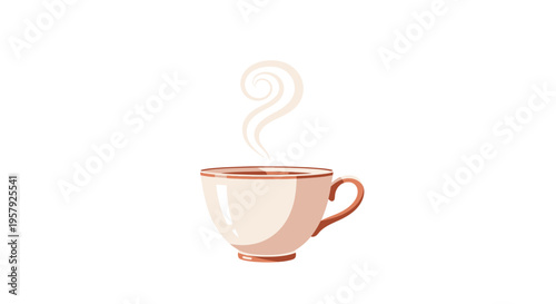 Warm Beverage in Ceramic Cup with Rising Steam, Cozy Morning Drink