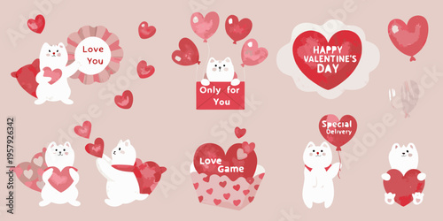 Adorable cartoon cats and hearts celebrate a sweet valentine s day