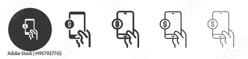 Mobile Transaction thin line and solid icon. Multi series icon. Web minimal icon