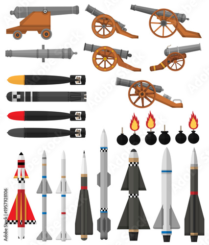 Old Cannons, Missiles, Bombs and Artillery Models