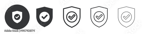 Verified Protection thin line and solid icon. Multi series icon. Web minimal icon