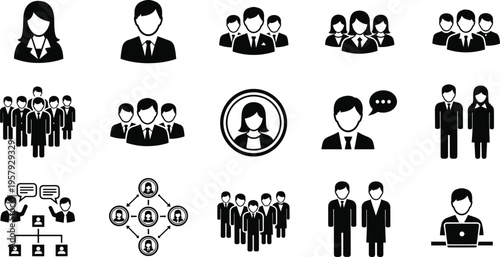 Business people icons collection team communication leadership organization and corporate staff symbols set professional user avatars isolated on white background vector illustration