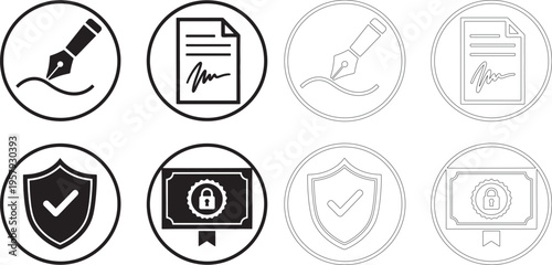 Black and white security with signatures and shields