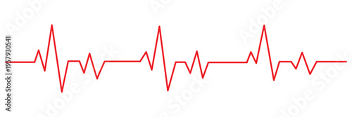 Heartbeat pulse line icon vector illustration of medical heart rate wave in black and red. Heart rate pulse graph. Heartbeat icon. ECG, EKG test report. Electrocardiogram line symbol. Heart rhythm