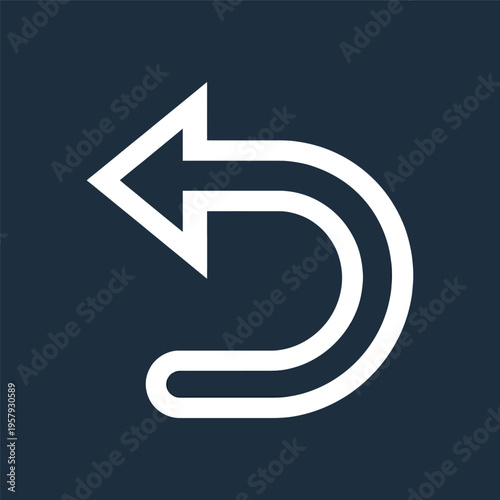 Free Download Minimalist curved arrow icon pointing left, modern design element for presentations and infographics, white on dark background - GFXLoad
