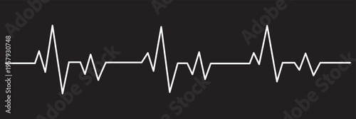 Heartbeat pulse line icon vector illustration of medical heart rate wave in black and red. Heart rate pulse graph. Heartbeat icon. ECG, EKG test report. Electrocardiogram line symbol. Heart rhythm
