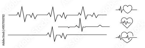 Red electrocardiogram heartbeat rhythm line illustration. Pulse heart rate vector icon in flat style. Heart rate, pulse beat frequency icon, health chart, waveform vector. 