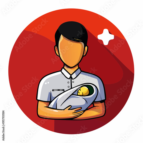 Medical Professional Holding Newborn Baby Illustration Icon