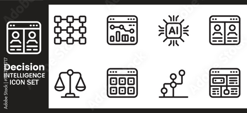 Decision Intelligence and AI Data Analytics System Icon Set