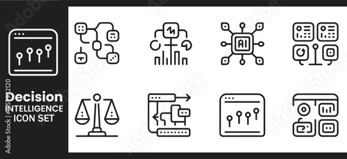 Decision Intelligence and Strategic AI Data Logic Icon Set
